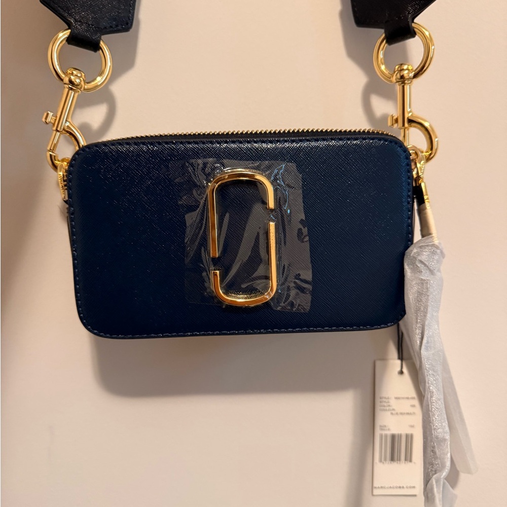 Marc Jacobs Navy Crossbody Bag with Gold Hardware
